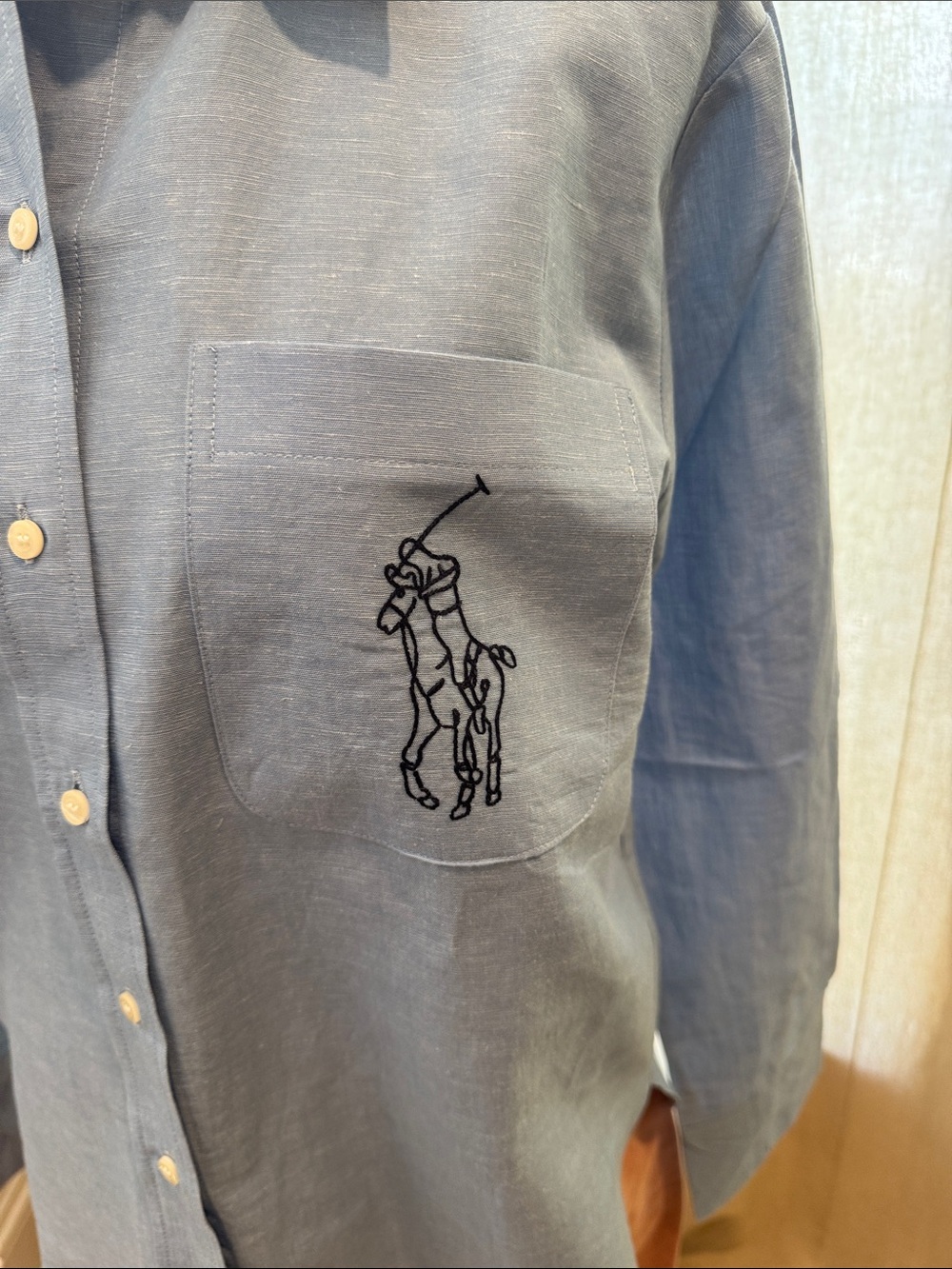 Polo by Ralph Lauren Light Blue Button-Down Shirt with Embroidered Pony Pocket - Picture 3 of 7